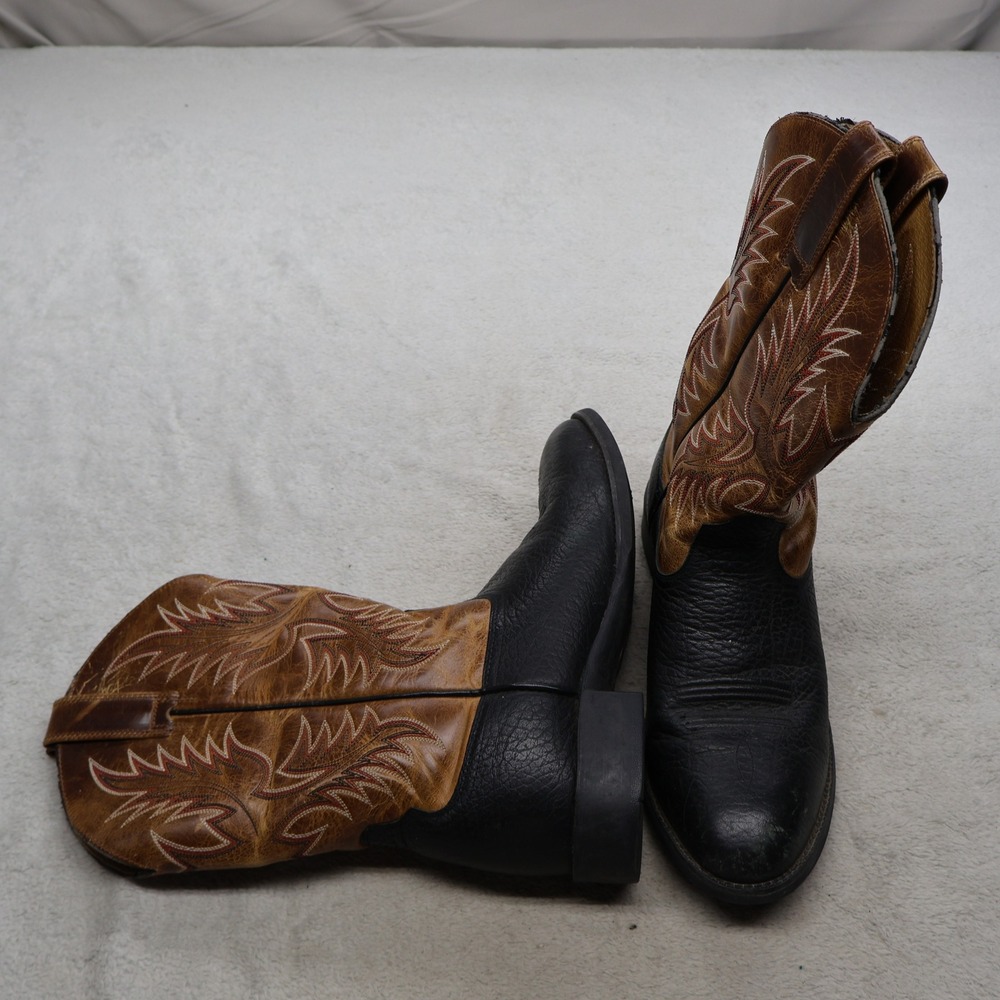 Ariat Mens 9.5D Western Boots Brown Stockman Leather Work Cowboy Riding 34919